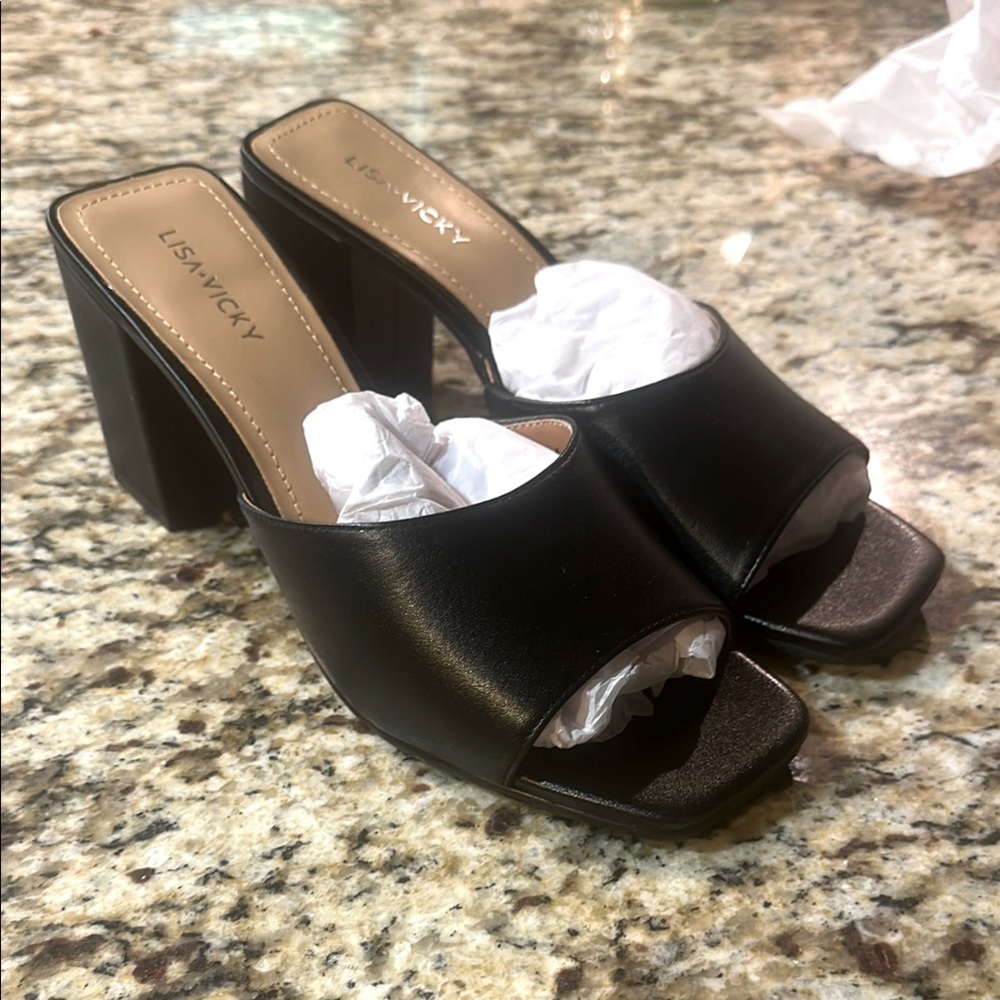 Black Block Heel Mules